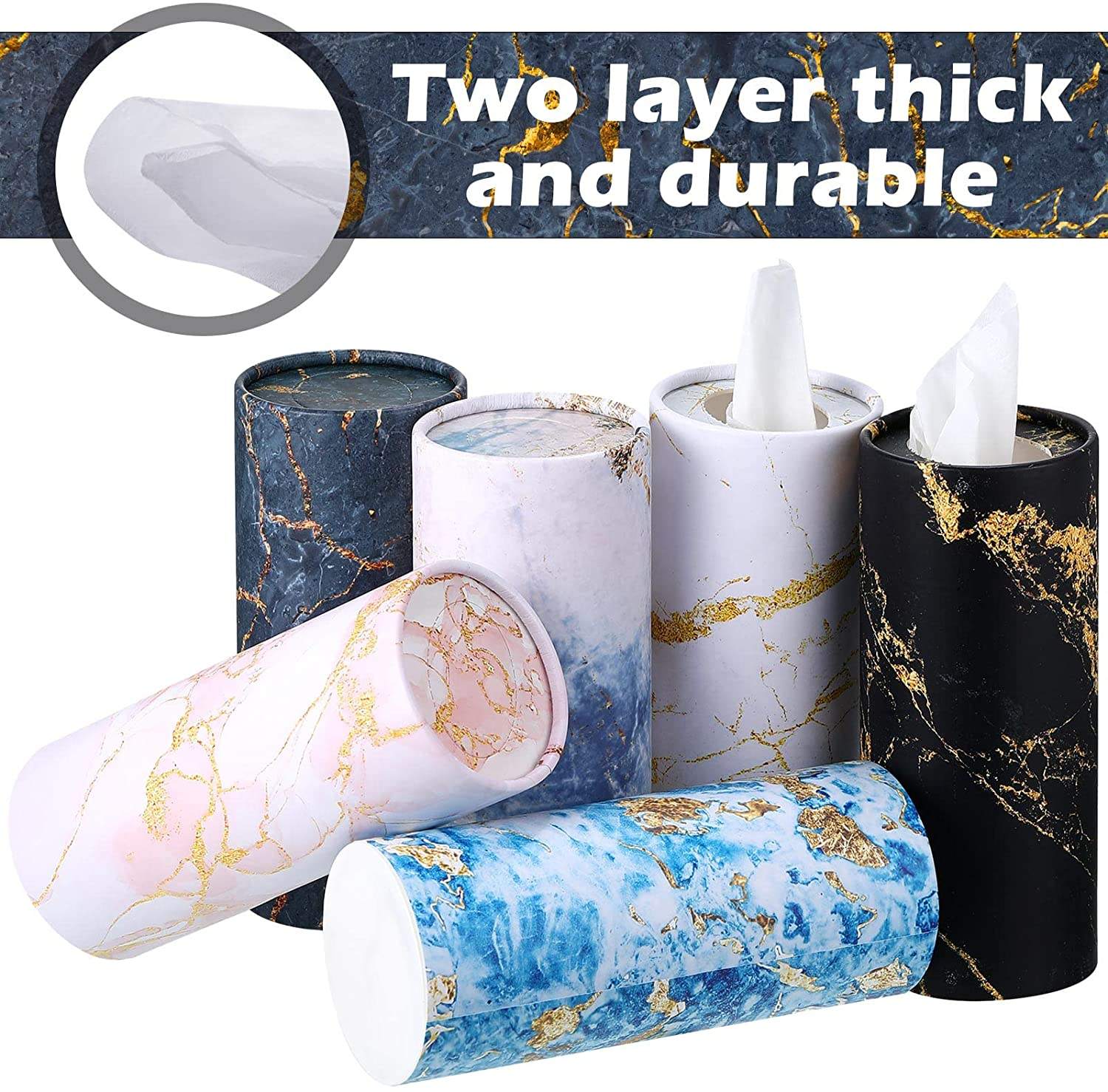 Marble Printed Cylinder Car Tissue Boxes - YDBrand Custom Recyclable Paper Tube